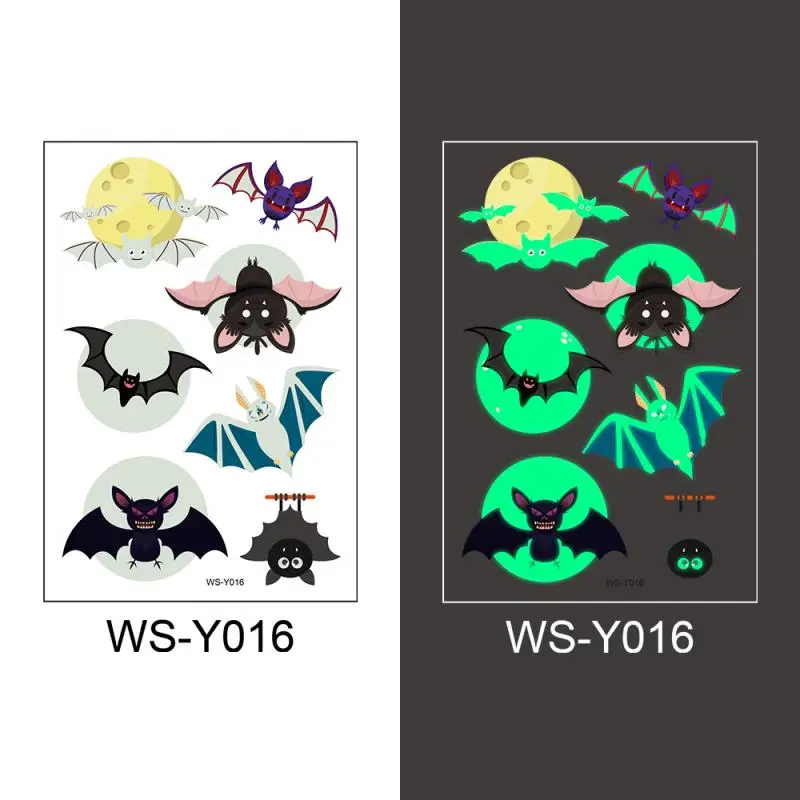 Luminous Full Of Fun 1g Party Supplies Must-have Temporary Bat Tattoos Funny Long-lasting 10 Options Halloween Decorations