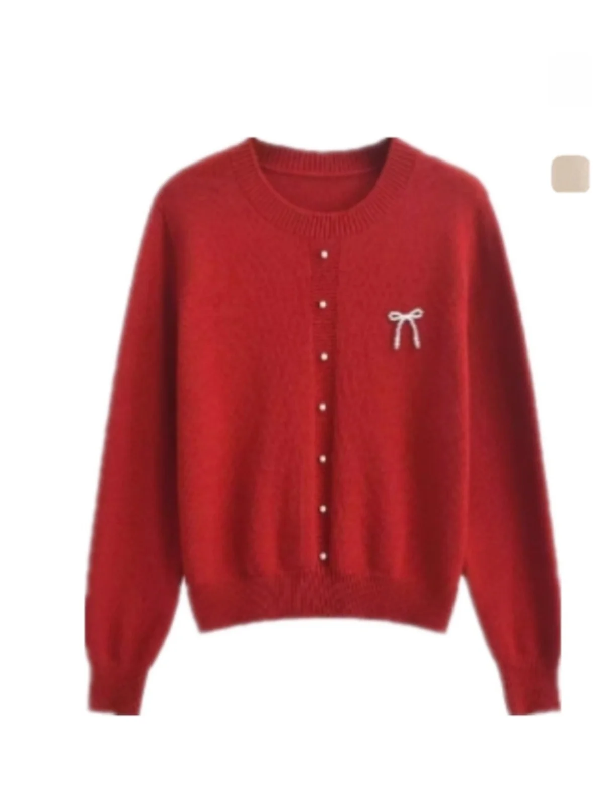 

Красный вязаный свитер с узлом ort oulder Long Sve round Ne Thin Autumn Верхняя одежда для женщин Street Sle