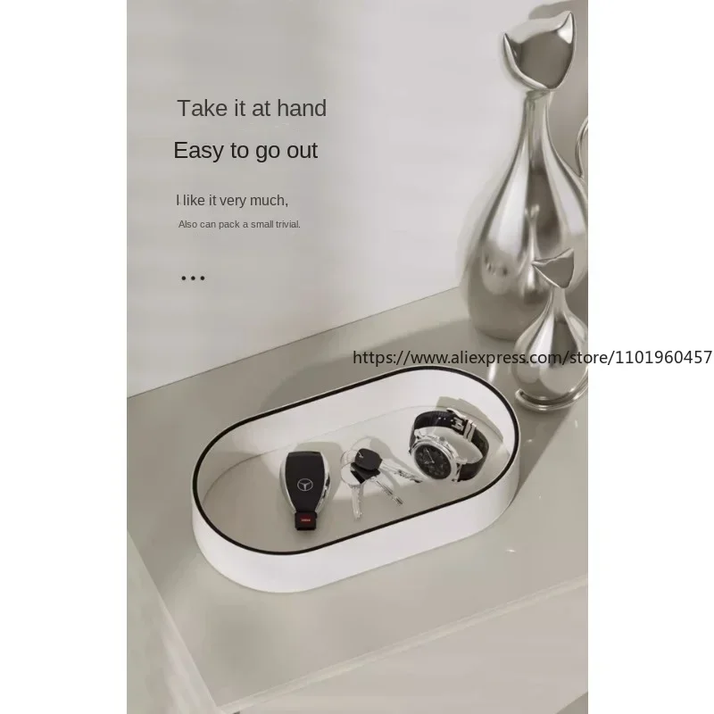 Leather Desktop Storage Box Key Plate Dice Wallet Coins Tray Jewelry Cosmetic Organizer Box Home Living Room Decoration