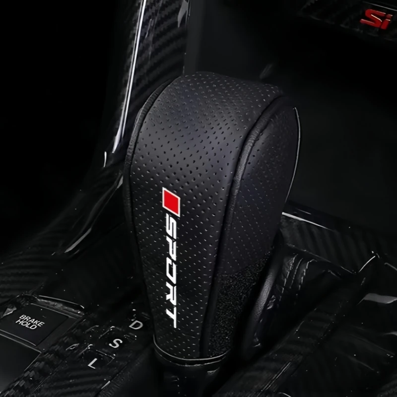 Gear Shift Knob PU Leather Embossed Breathable Sweat Absorbing Universal Automatic Non Luxury Sporty Durable Anti Slip Protector