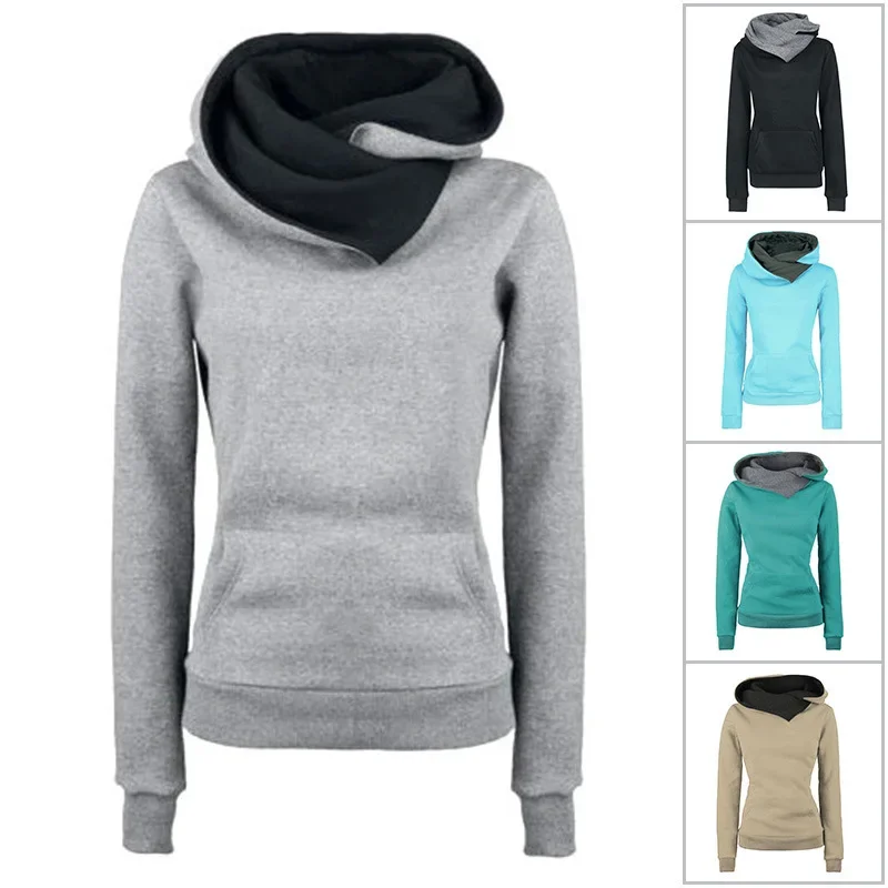 Spring Autumn Hoodies Women Tracksuit Solid Color Fashion Long Sleeve Pullovers Christmas Casual Warm Hooded Sweatshirts Tops