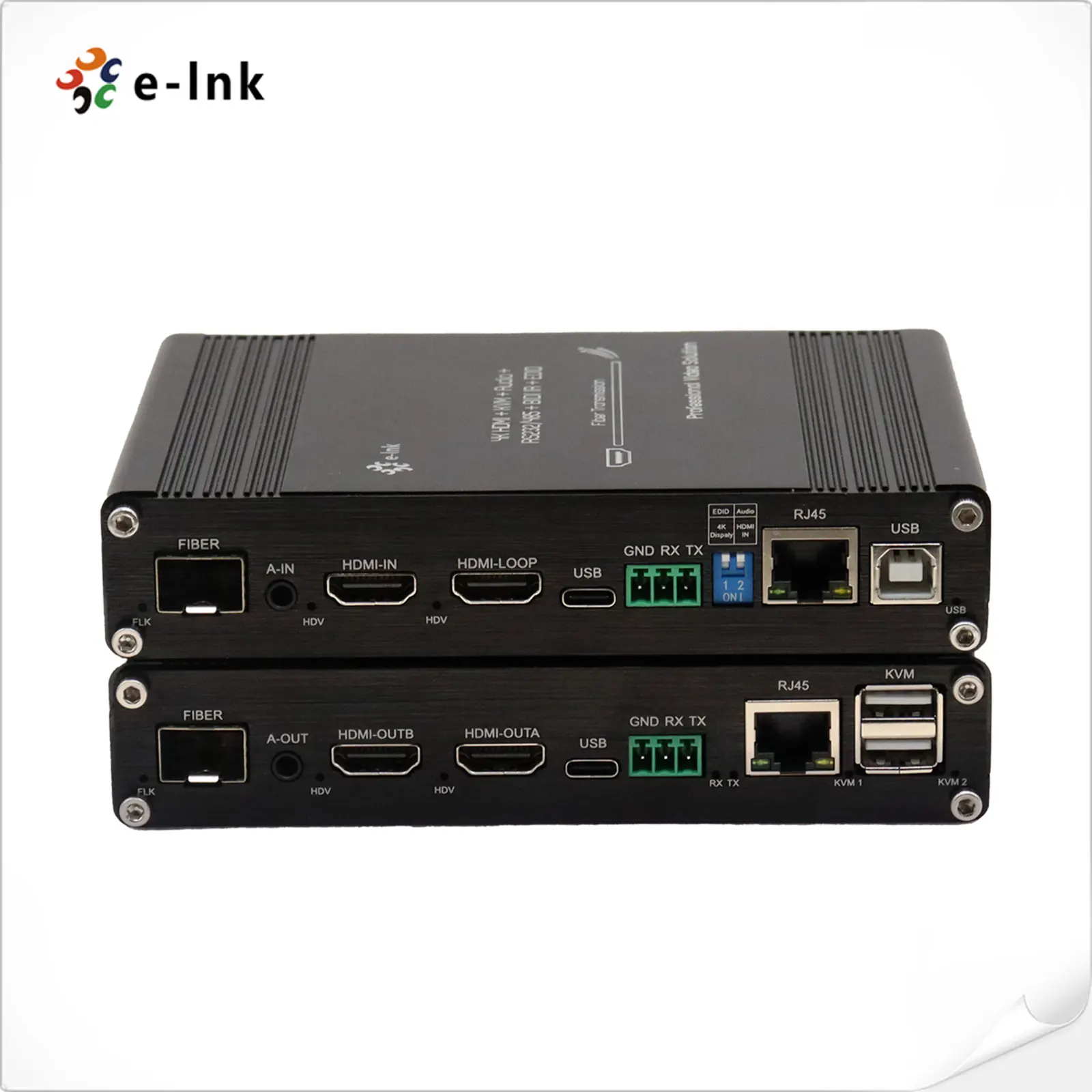 Multifimctional 4K60Hz HDMI Fiber Extender, with KVMMAudio.RS232 or RS485,10/100M TCP/IP,IR, EDID fmcton, MMF 330M orSMF