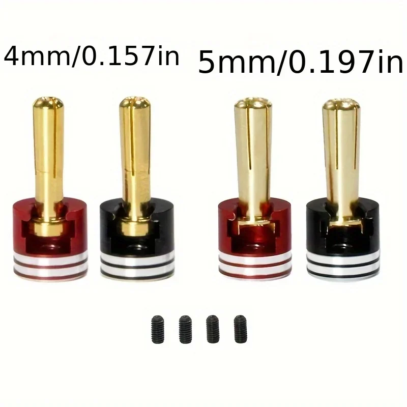 RC Part Welding-free Hard shell Metal Heatsink Bullet Plugs 4mm/5mm Set for RC Car LowPro Bullet Plugs