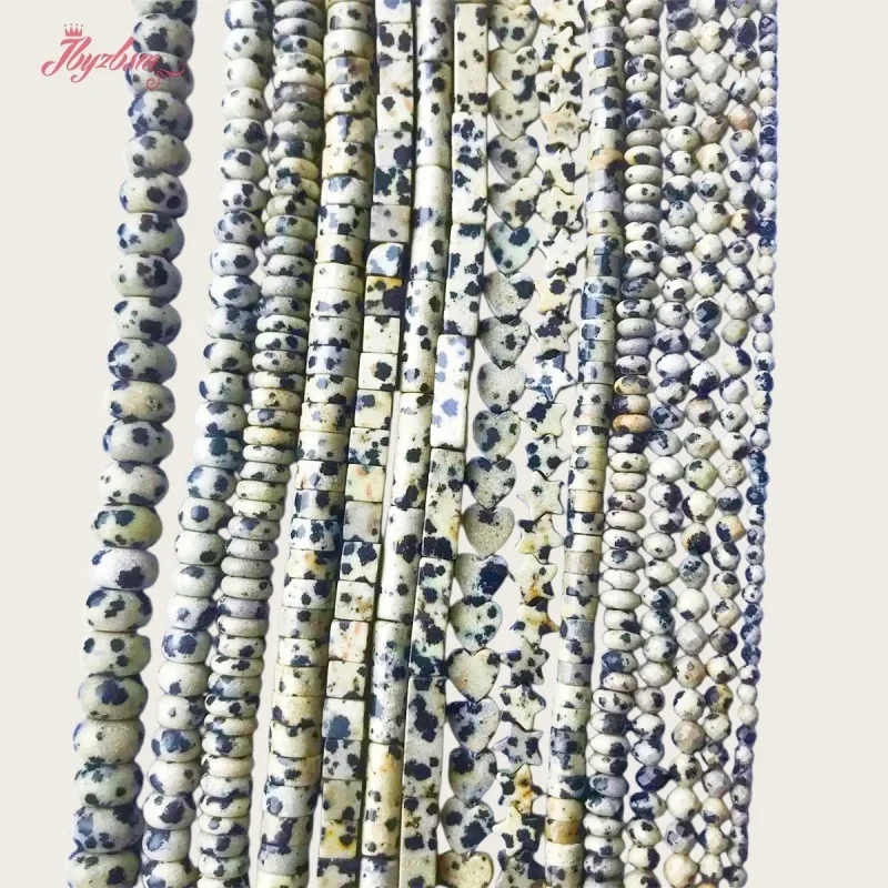 Natural Dalmatian Jasper Stone Beads For Bracelet Jewelry Making DIY Loose Beads Spacer Strand 15