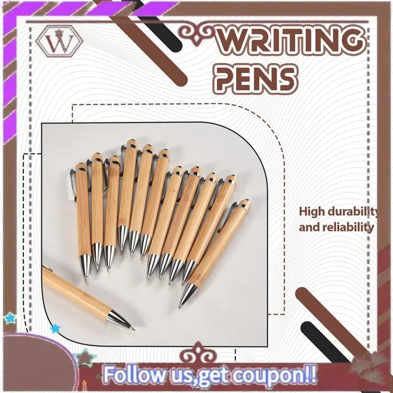 ABBG-12 piezas de bolígrafo retráctil de bambú con 24 recambios, productos de oficina, bolígrafos de bambú, bolígrafos de madera
