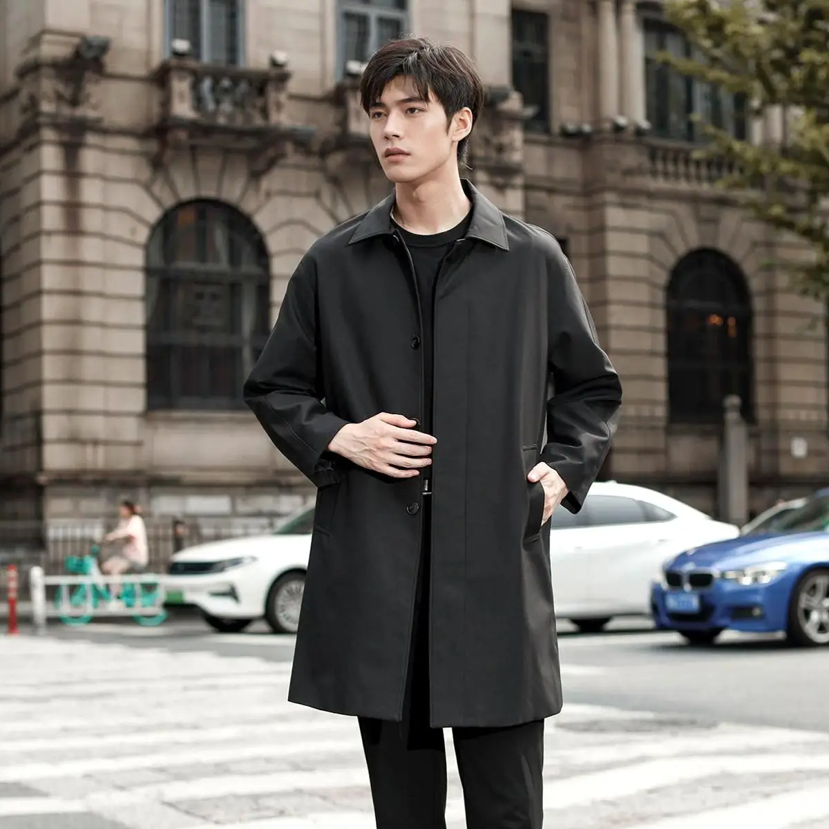 

2025 spring new style coat Men Business male Trench Coat Men's Casual Windbreakers Male Good Quality Jackets men size M-4XL