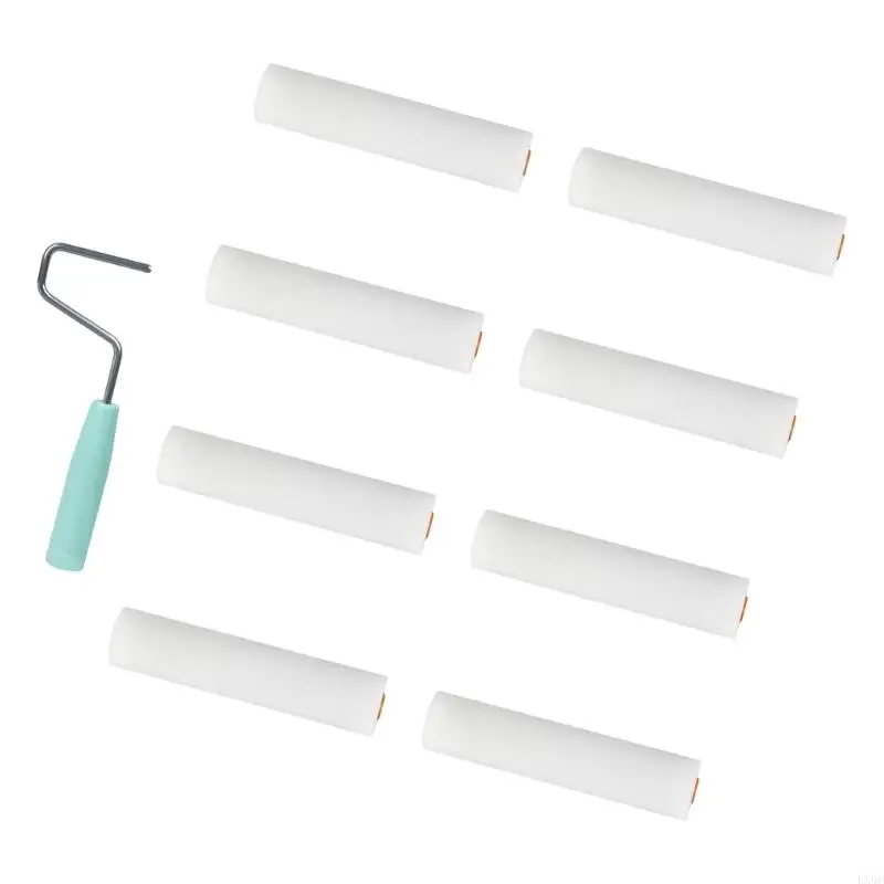 LX0C 9pcs Paint Roller set Mini Foam Rollers Upgrades for Detailed Work & Small Areas