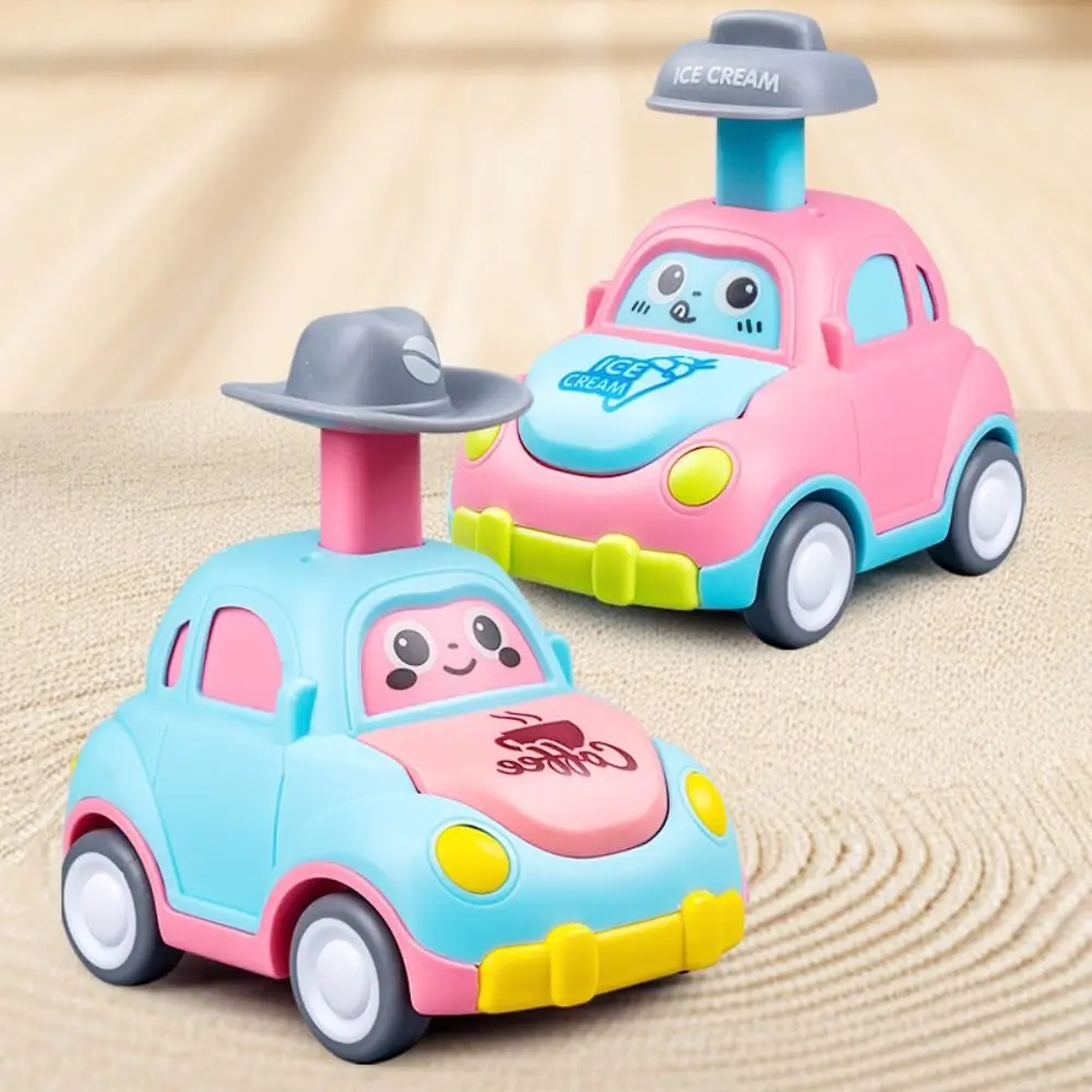 Plastic Cartoon Toy Car Pull Back Mechanism Mini Size Mini Press Go Vehicles Press Go Function Inertia Power