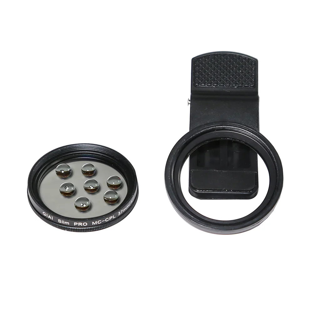 GiAi-filtro CPL para teléfono inteligente, lente polarizadora para cámara, 37mm, con abrazadera, Universal, para IPhone y Samsung