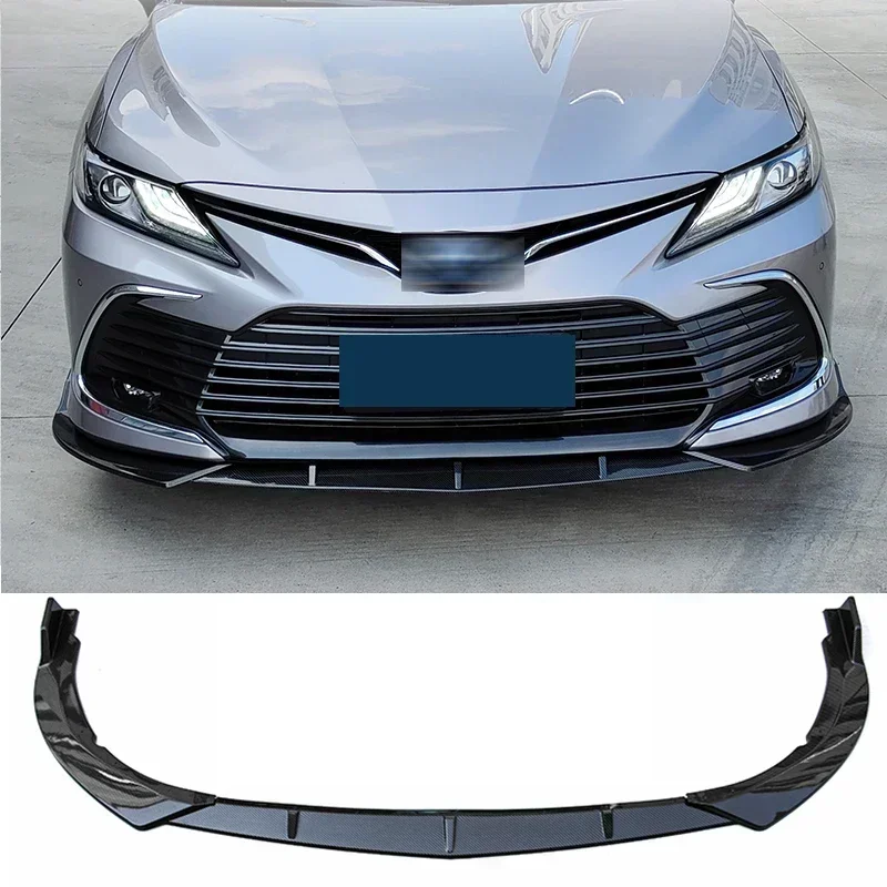 New！ Front Splitter Lip for Toyota Camry Skirts Bumper Spoiler 2021 2023 Black Carbon Surface Body Kit