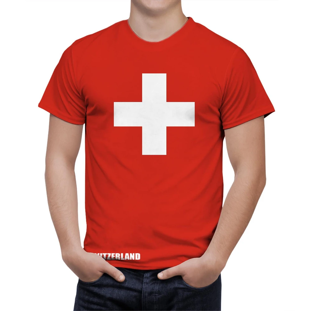 Switzerland National Flag Coat of Arms Patriotic 3D T Shirt For Men Fashion Hip Hop O-neck Short Sleeve Tops