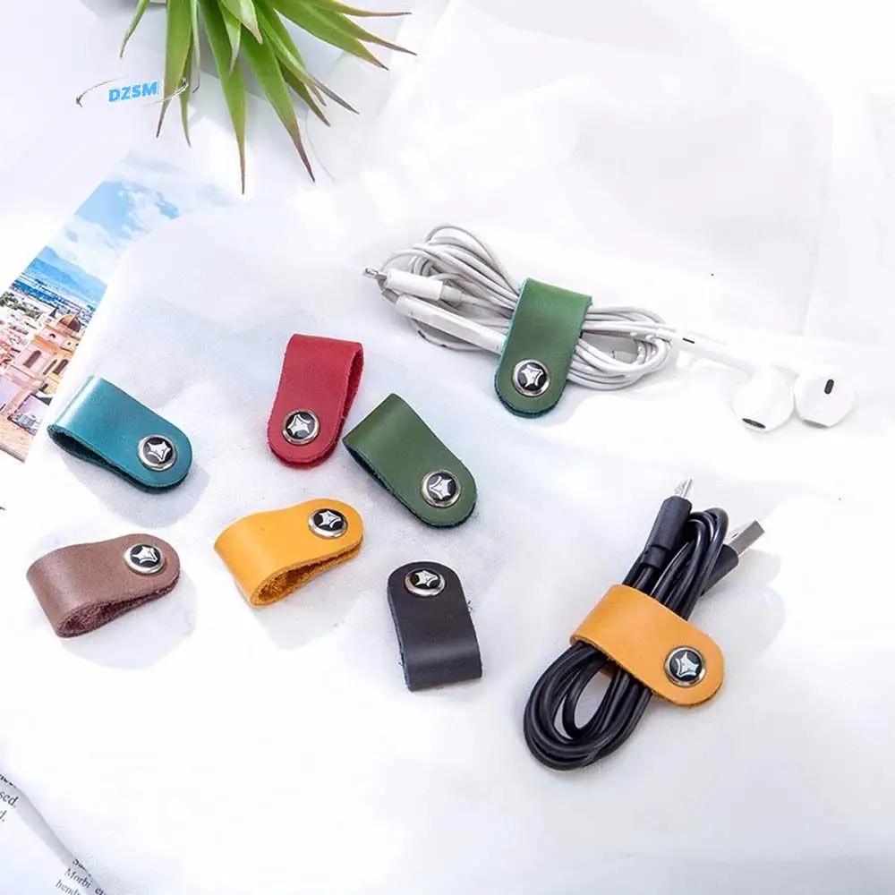 

Cable Earphone Fixed Cable Strap Cable Clip Cord Organizer Cowhide Leather Cord Tidy Storage Cable Winder Straps Cable Holder