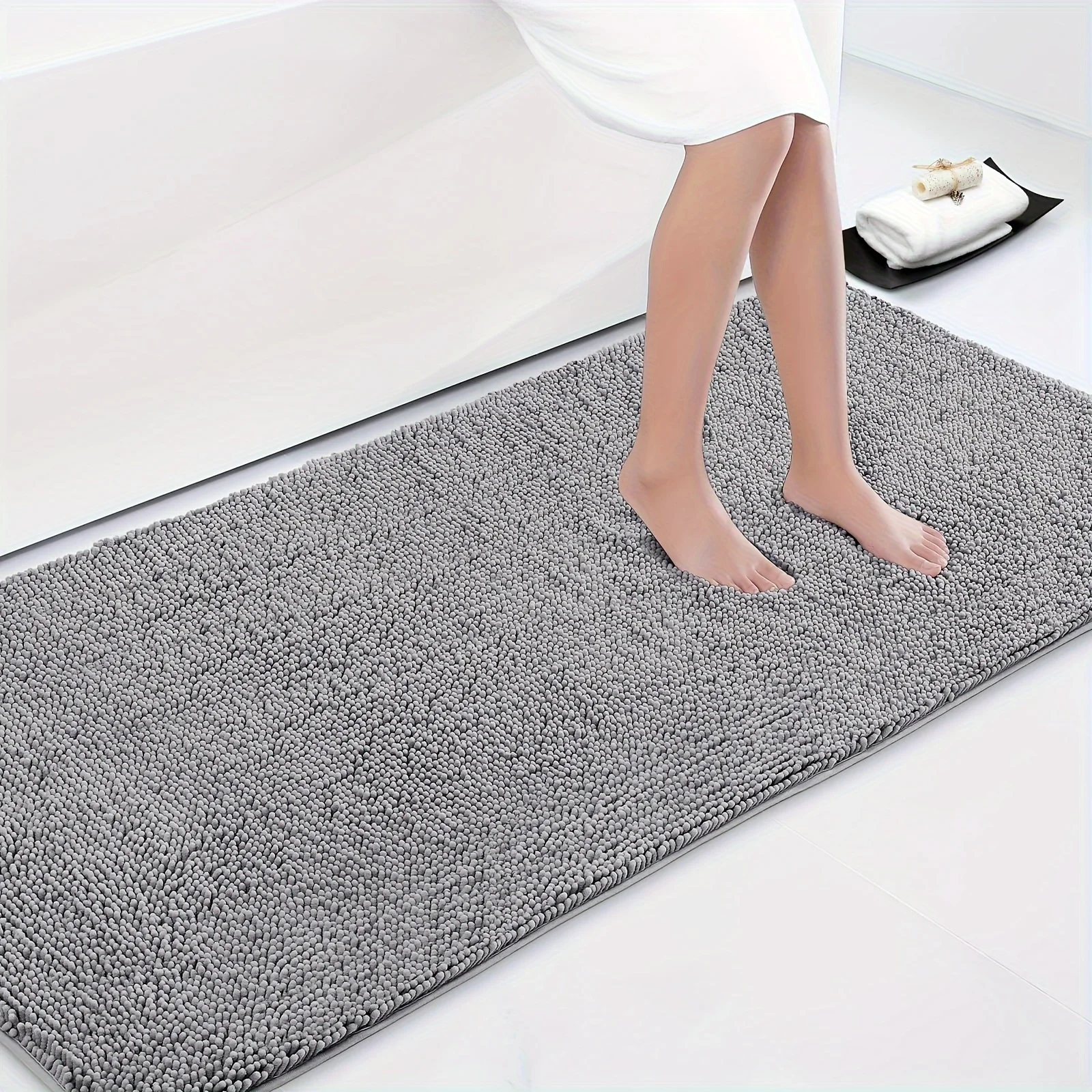 All season solid color chenille kitchen bathroom carpet non-slip absorbent wear mat