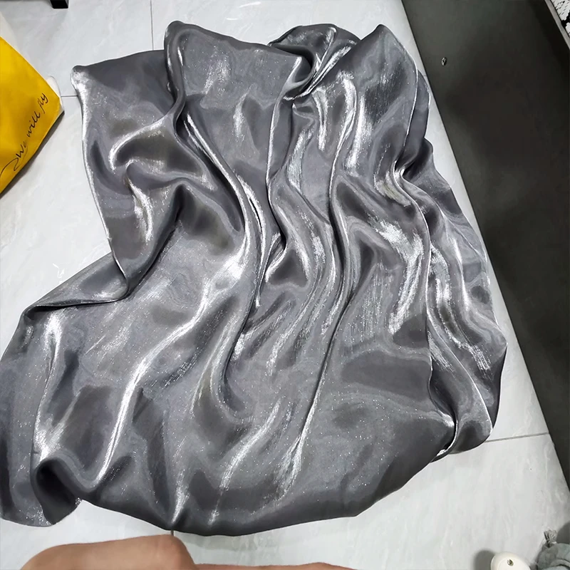 Kain Satin sutra kristal kain pakaian desainer berkilau baju kain jahit celana DIY bahan tekstil gradien kain lembut 50cm