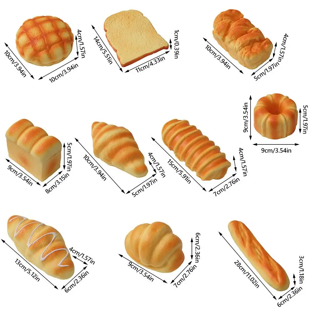 재미있는 노란색 인공 빵 모형 플레이하우스 토스트 모형 스트레스 해소 장난감 사진 소품 핀치 레 선물
