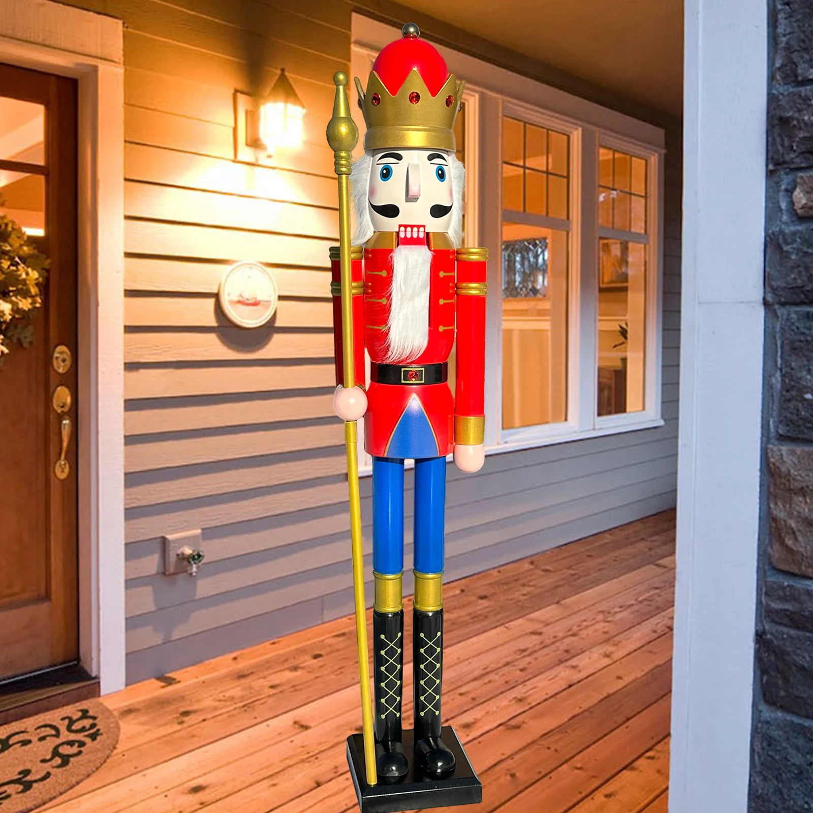 CDL Nutcracker Christmas Decor Red and Blue XXXL Large Wooden Christmas Nutcracker Figure King 180cm K08