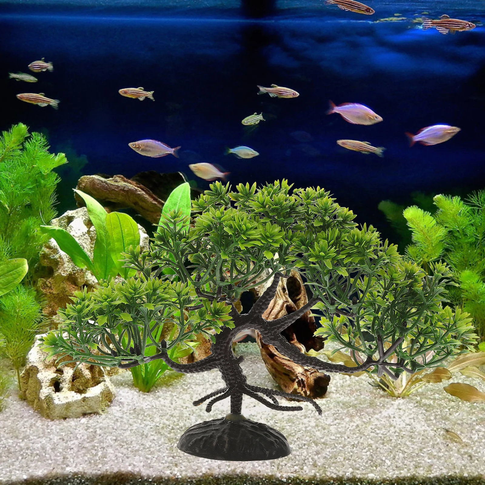 

2 Pcs Simulated Welcoming Pine Decoration Fish Tank Bonsai Aquarium Plants Decor Plastic Landscaping Fake Tree Accessories Fish