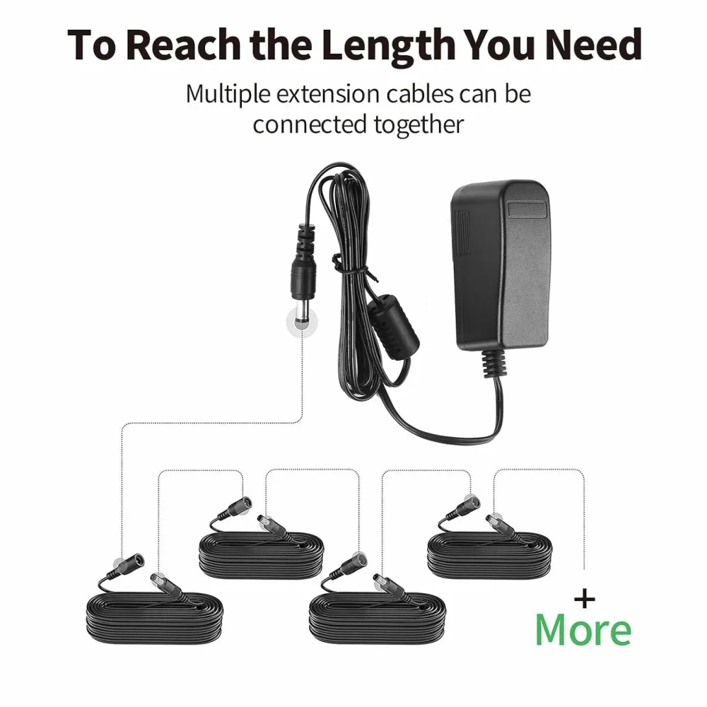 DC Power Extension Cable 5.5 mm x 2.1 mm Male To Female 12V DC Adapter Cord For CCTV Security IP Camera,Survelliance DVR, LED view 3