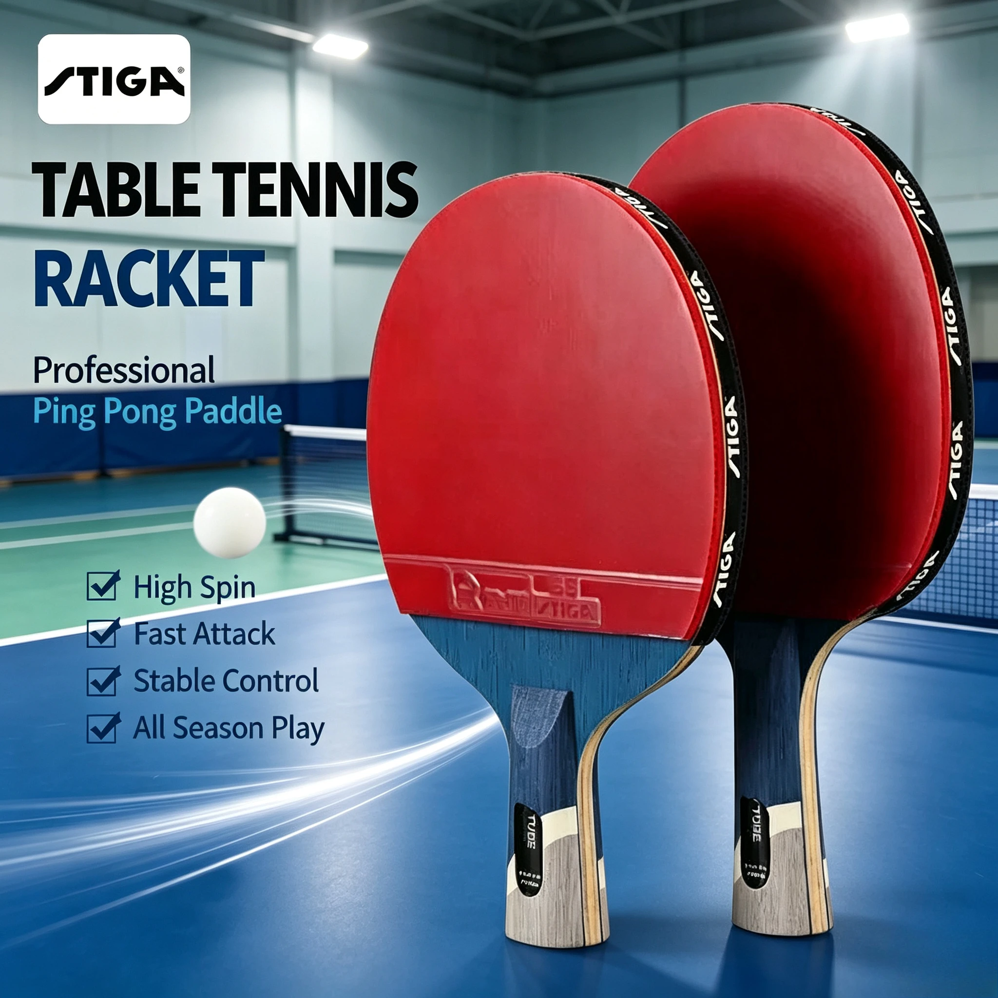 stiga-5-star-table-tennis-racket-pure-wood-high‑elastic-rubber-ping-pong-paddle-table-tennis-blade-for-training-competition