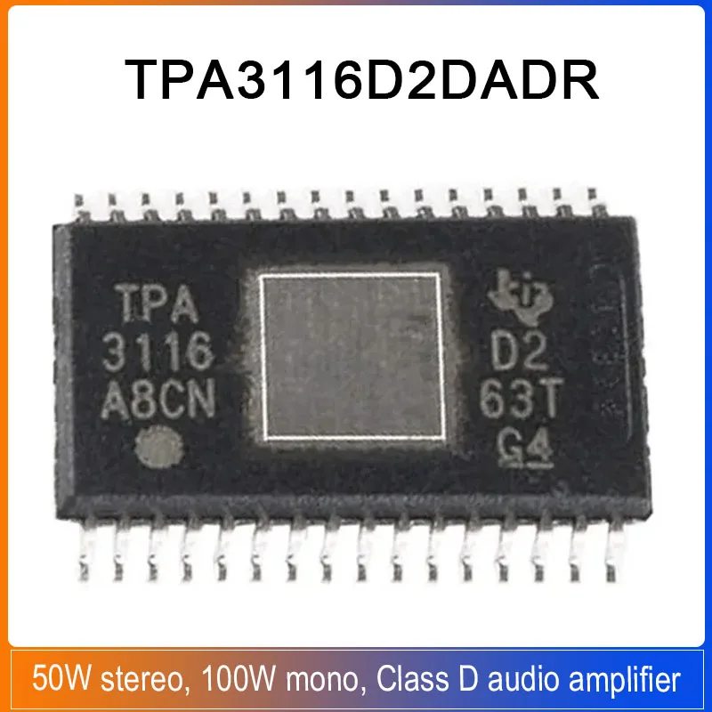 1/5PCS TPA3116D2DADR HTSSOP-32 TPA3116 D2DADR Audio Amplifiers 50W Stereo 100W Mono Class-D Audio Amp with SpeakerGuard