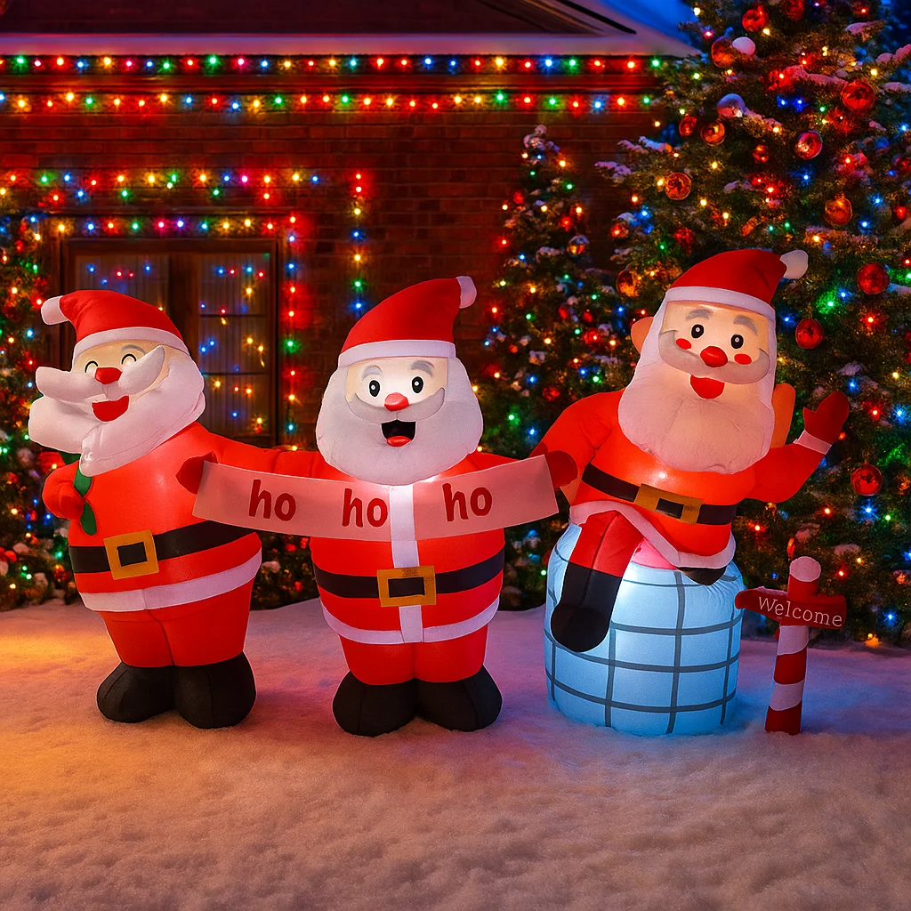 1.8M/5.9FT Inflatable Santa Claus Ho Ho Ho  Lights LED Home Decoration Toys Yard Xmas Holiday Supplies Outdoor Party Decorations