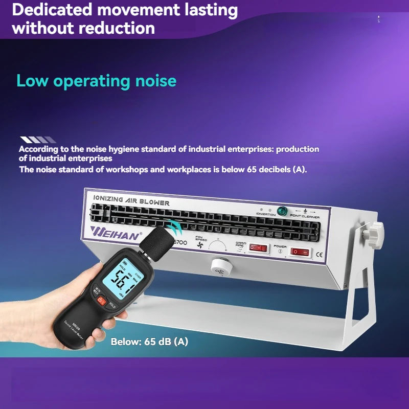 

Промышленный ионный вентилятор Горизонтальное электростатическое оборудование для удаления пыли Настольная подвеска Электростатический вентилятор двойного назначения для удаления ионов
