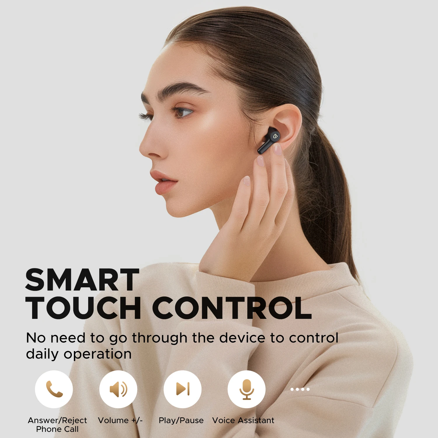 SOUNDPEATS-auriculares inalámbricos Life3, cascos con Bluetooth V5.3, micrófono Dual y tecnología ENC para llamadas claras
