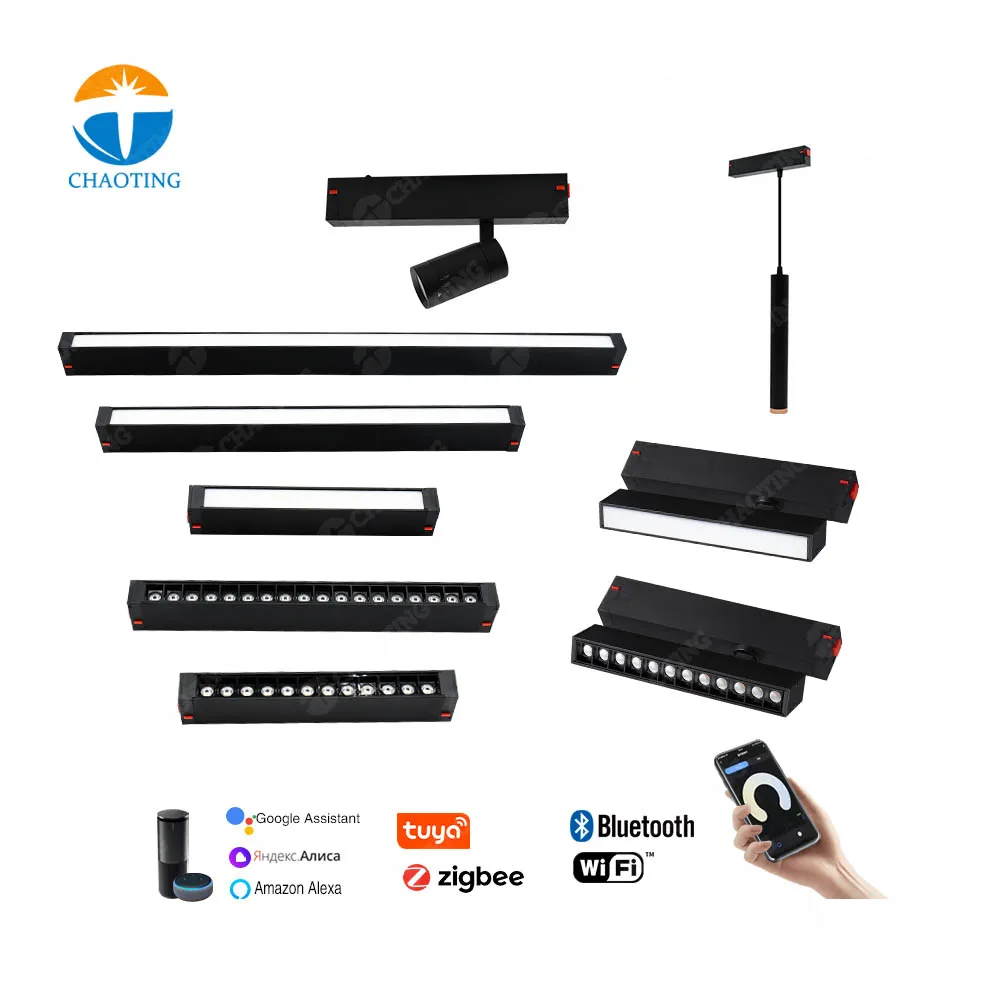 Magnetic Lights Track Remote WIFI Zigbee TUYA APP Control CCT 2700K-6500K Adjustable Spotlight Smart Dimmable LED Track Lights