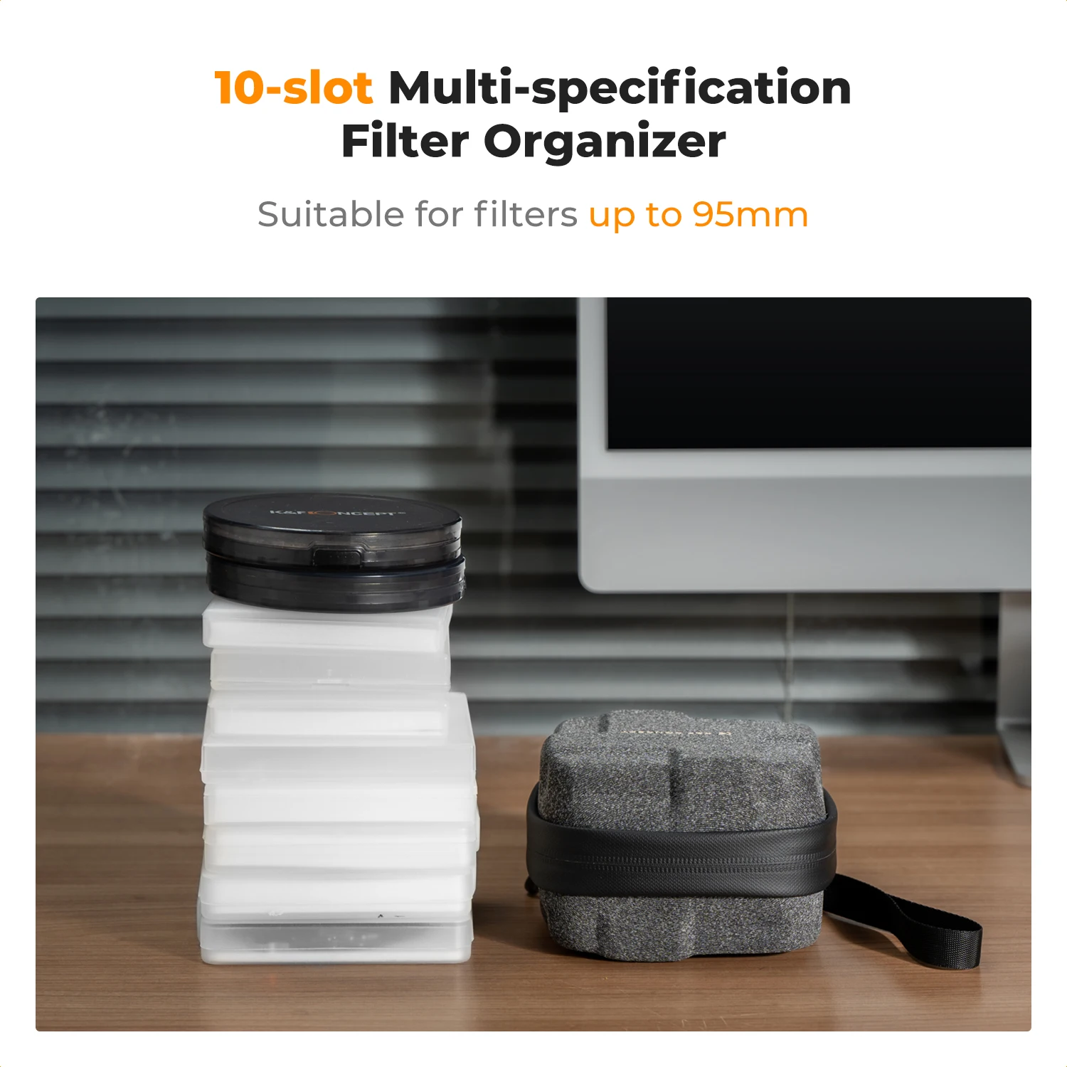 K&F CONCEPT 95mm/82mm Etui na Filtry Obiektywów Wodoodporna Torba z Twardą Skorupą EVA na 10 Filtrów, Organizer na Filtry Obiektywów — zdjęcie produktu 6