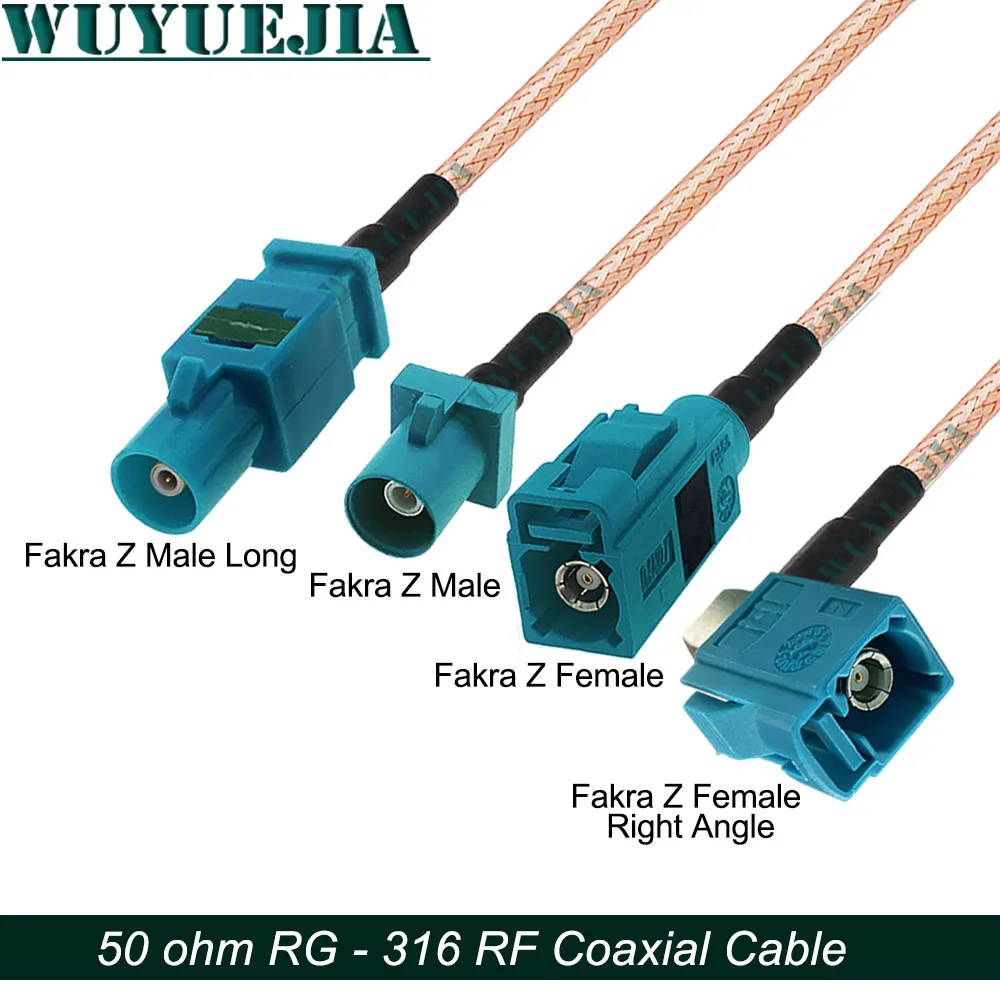 Neutral (fitts all) Fakra Z Male to Female Connector 50ohm RG316 Coaxial Cable WIFI Router Antenna Extension Pigtail Cord Jumper