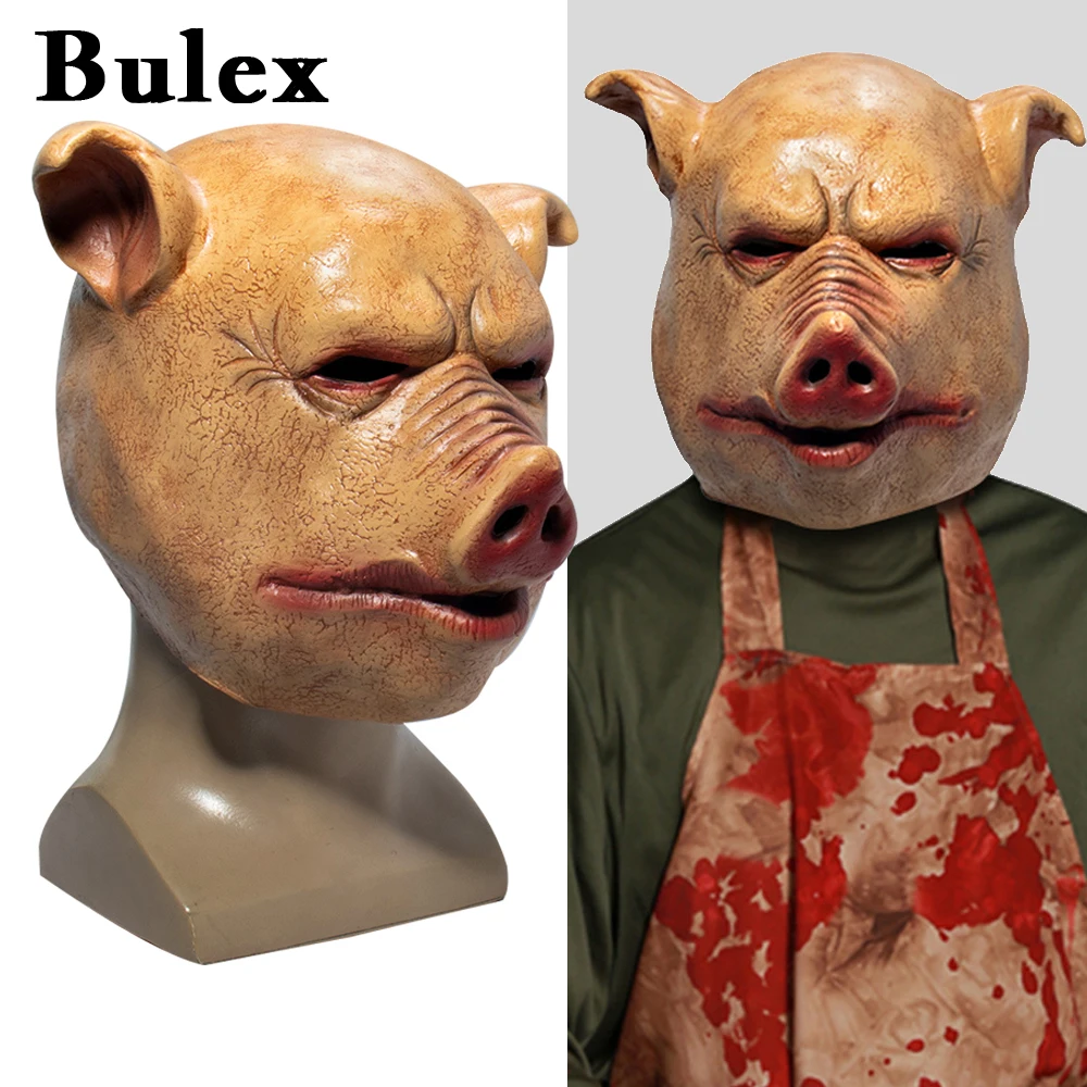 Cafele spaventoso Horror Latex Pig Head Mask Masquerade Costume Animal Cosplay Full Face maschera in lattice decorazione per feste di Halloween