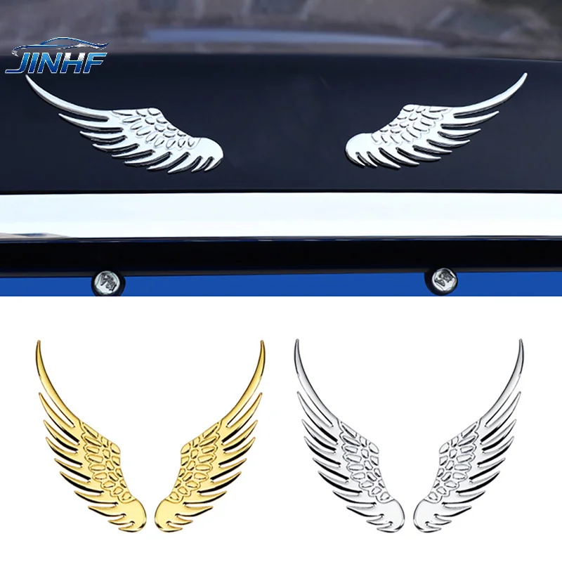 1pair Car Auto Motorcycle Body Sticker 3D Eagle Angel Wings Fashion Gold Silver Aluminum Stickers Auto Exterior Decoration