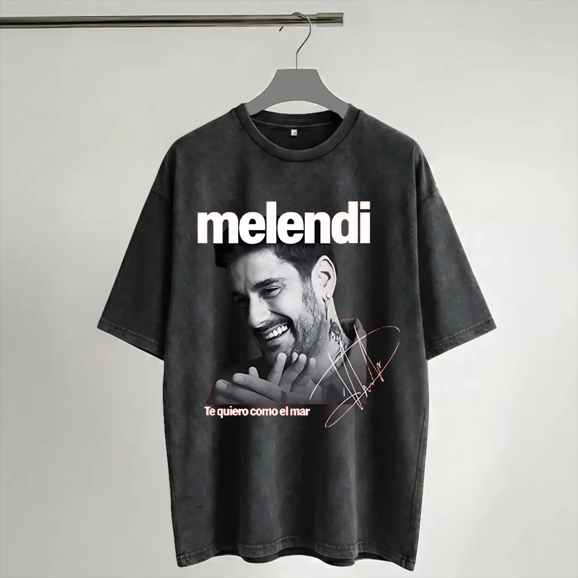 Harajuku Washed Shirts Rapper Melendi Tour  Accessories Casual T-Shirts Oversize  Streetwear Short Sleeve Summer Tees