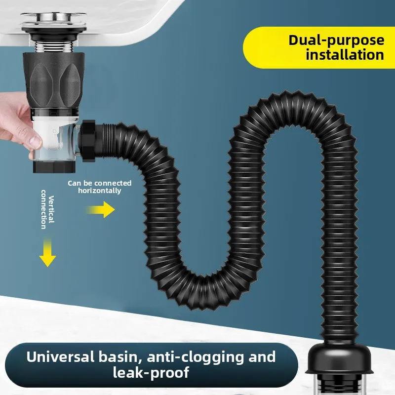 Bathroom washbasin anti-odor downpipe universal basin drain bathroom basin stainless steel drain set