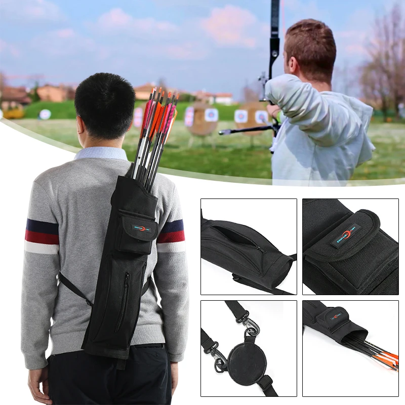 Archery Portable Black Outdoor Quiver Shoulder Back Arrows Holder for Hunting Canvas Quiver Backpack Type All-Purpose