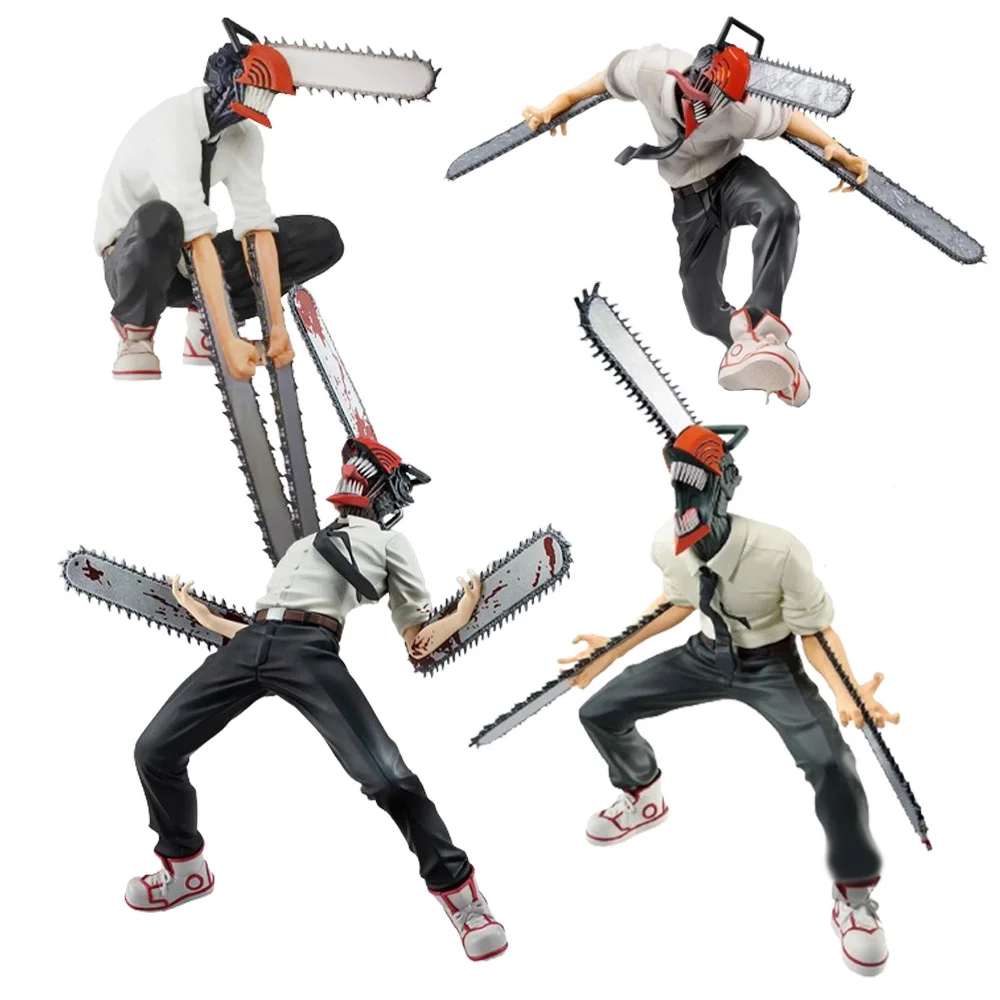 16cm Chainsaw Man Anime Denji Figure Power Action Pochita Fighting Stance Scene Ornament Model Doll Makima Boxed Toys 4 Style