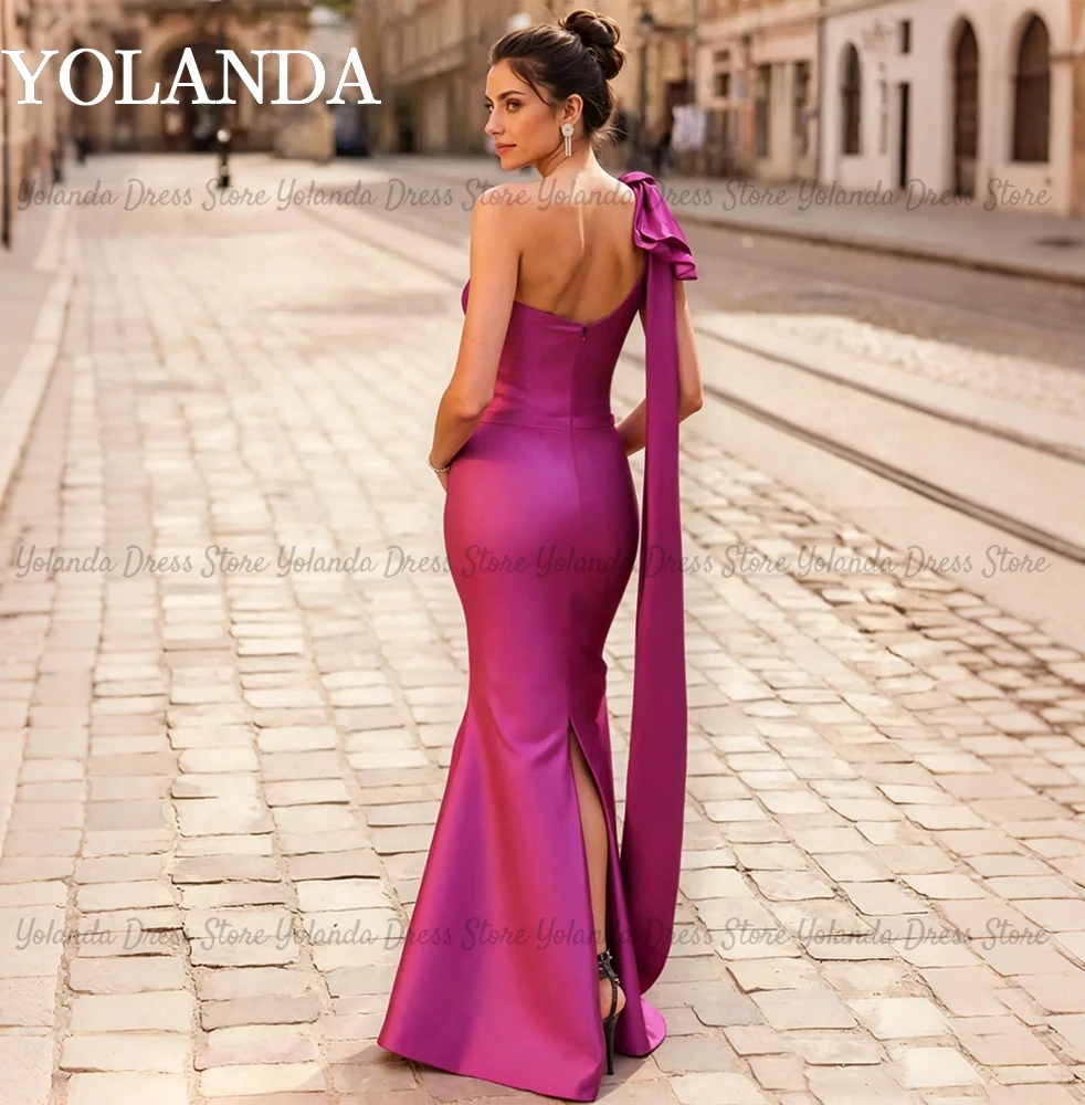 Yolanda Women's Wedding Party Attire Elegant Bow Off-the-shoulder Mother of the bride Dress Backless Mermaid Split Customized