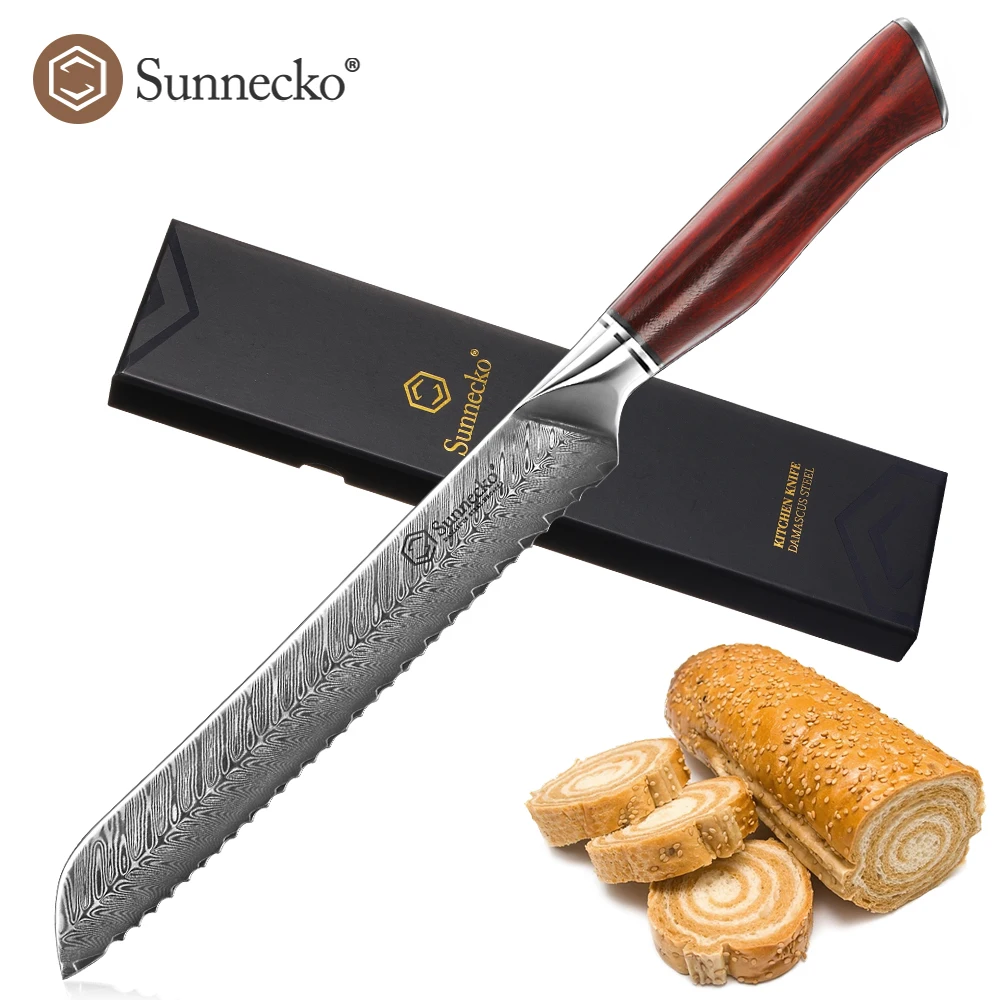 

Sunnecko Bread Knife Damascus Steel VG10 8'' inch Kitchen Chef Baking Carving Slicing Toast Cookies Dessert Tool Accessory