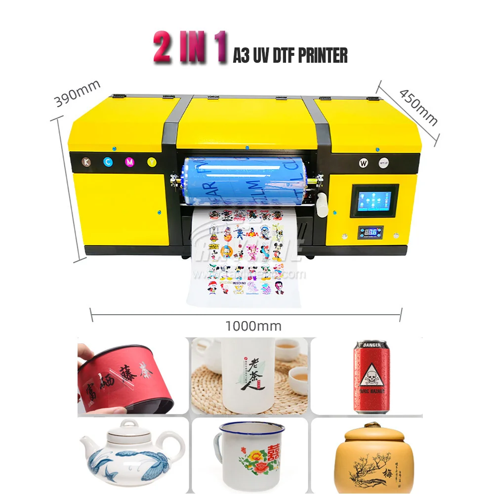 2 in 1 UV DTF Printer with Laminator Sticker Label Cup Printing Machine for Small Home Business Idea