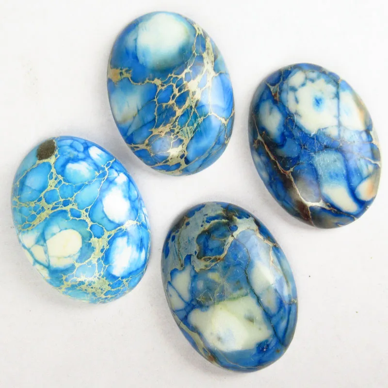 

Free Shipping 6Pcs 30x20x6mm Blue Sea Sediment Jasper Oval Cabochon For DIY Jewelry Making Ring Bracelet Accessories Wholesale