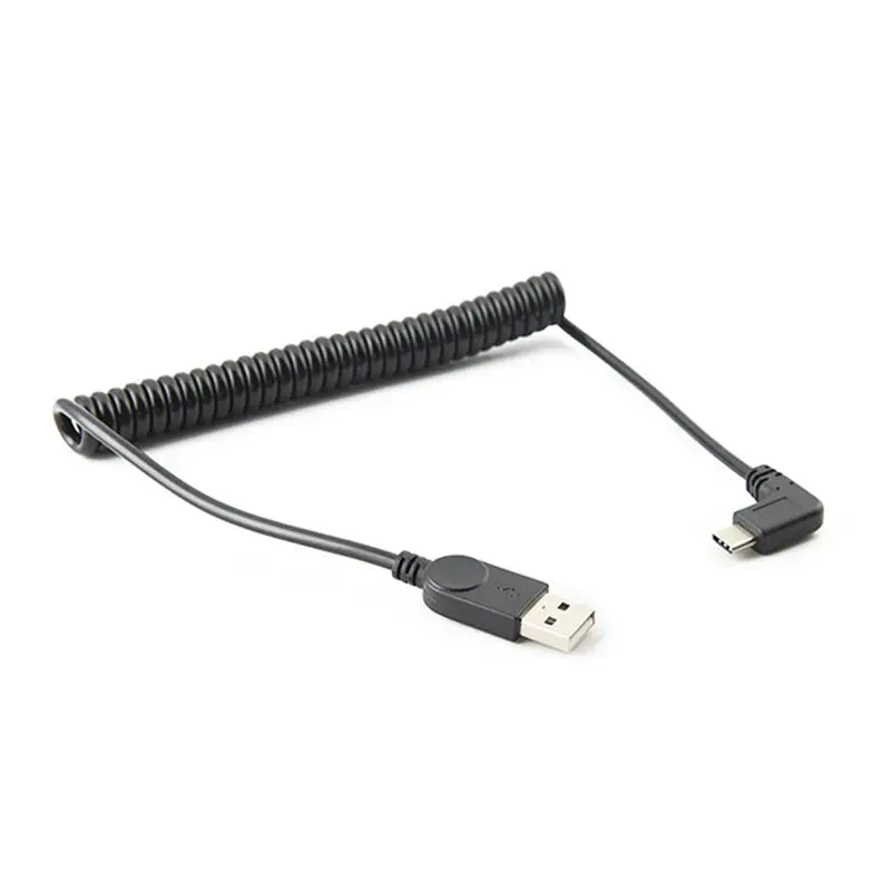 1.5m USB 3.1 C-Type Male Corner to 2.0 Right Angle AM Mobile Data Charging Cable Car Telescopic Spring Data Cable 5FT