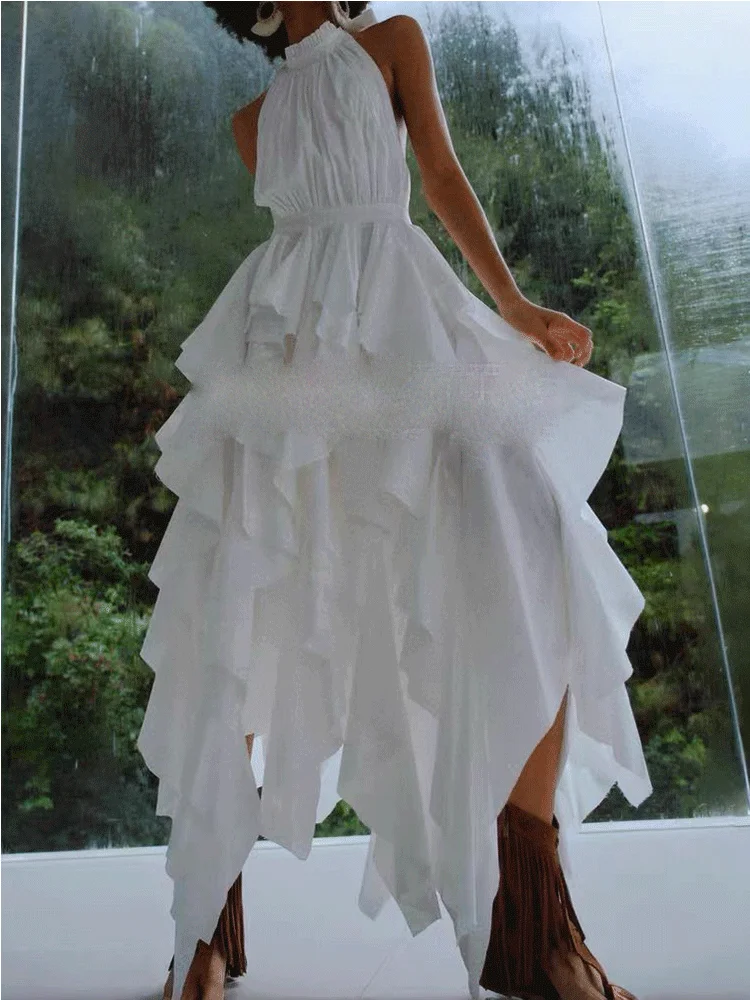 

Платье без бретелек для тяжелой промышленности, приморского отдыха, весна-лето 2026, новое модное женское платье нестандартной формы с рюшами