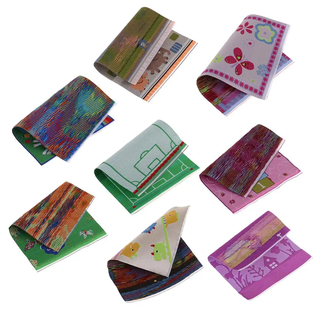 Cartoon Style Animal Print Rug Dollhouse Miniature Carpet Living Room Floor Covering for 1 12 Mini Furniture Set view 6