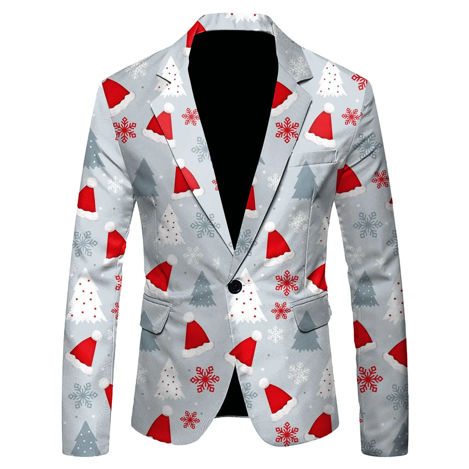 Fashion Christmas Printed Suit Jacket Men Xmas New Year Coat Red Green Costumes Slim Fit Blazers Jackets Masculino Dress Blazer