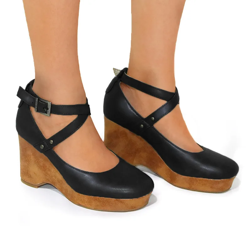 Damen Vintage Plateau Blockabsatz Pumps Retro Runde Zehenpartie Geschlossene Zehenpartie High Heels Alltagssandalen Lässige Modeschuhe 2026 – Detail 10