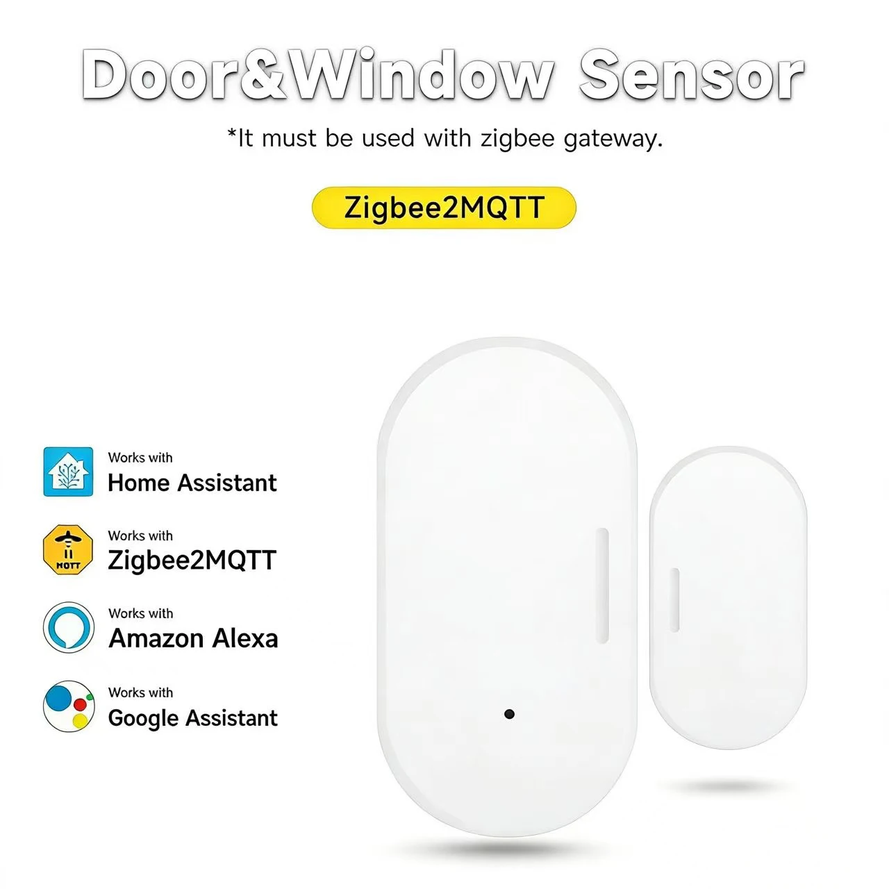 Smart Door Window Magnetic Sensor Zigbee3.0 Z2MQTT Home Security Protection for Home Assistant Smart Home System
