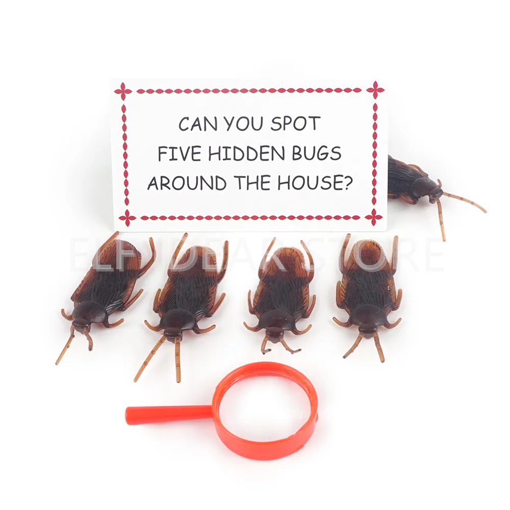 Christmas Fun Decoration Cockroach Hunt Prop Set ncludes Mini Magnifying Glass and Cockroach Figure Elf Prop