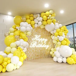 156pcs Yellow White Balloons Garland Arch Pastel Yellow Gold Confetti Balloon Kit Birthday Party Baby Shower Wedding Decoration