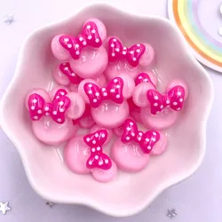 Colorful Resin Mini Cartoon Pink Bow Mouse Head Flatback Cabochon Scrapbook 10PCS DIY Accessory Decor Figurines Accessories OM39