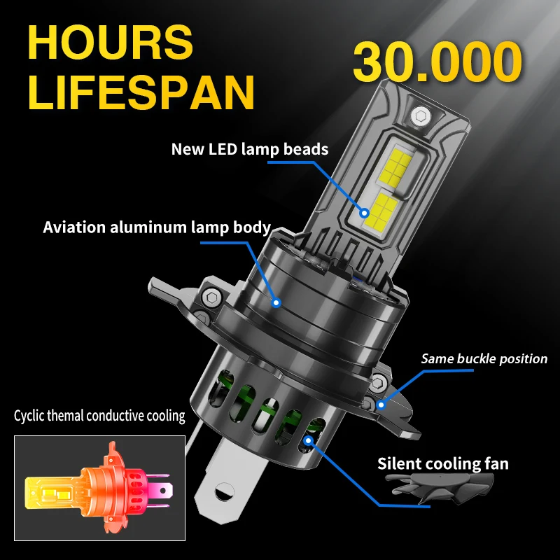 1/2PCS Motorcycle Lamps 70W White 20000LM H4 9003 LED Headlight Moto Front Replacement Bulb Lights For YAMAHA XT 660 X 2004-2016